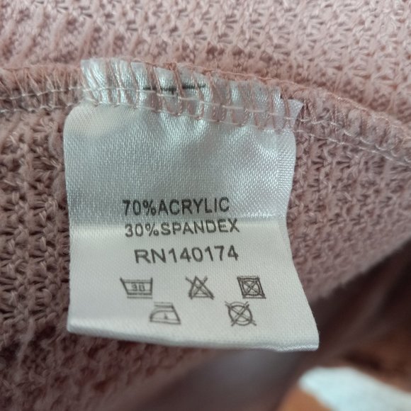 Rose Mauve Cable Knit (look) Long Duster Sweater Cardigan By REBORN LG (T-358) - Picture 11 of 12